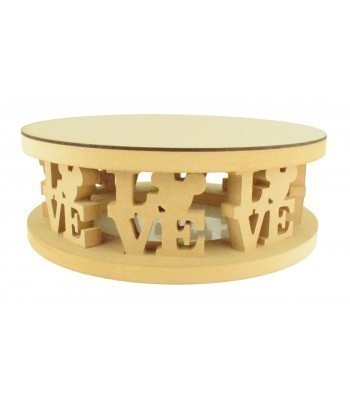 18mm MDF Round Cake Stand - Mouse Head Love Word Design - Variety of Sizes Available